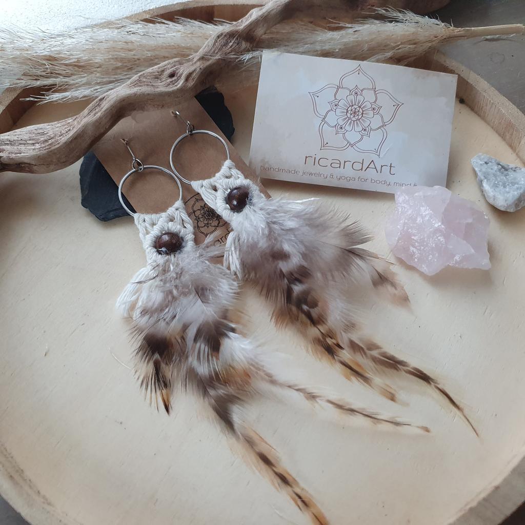 Makramee Ohrringe *FEATHERS* nature - Image 2