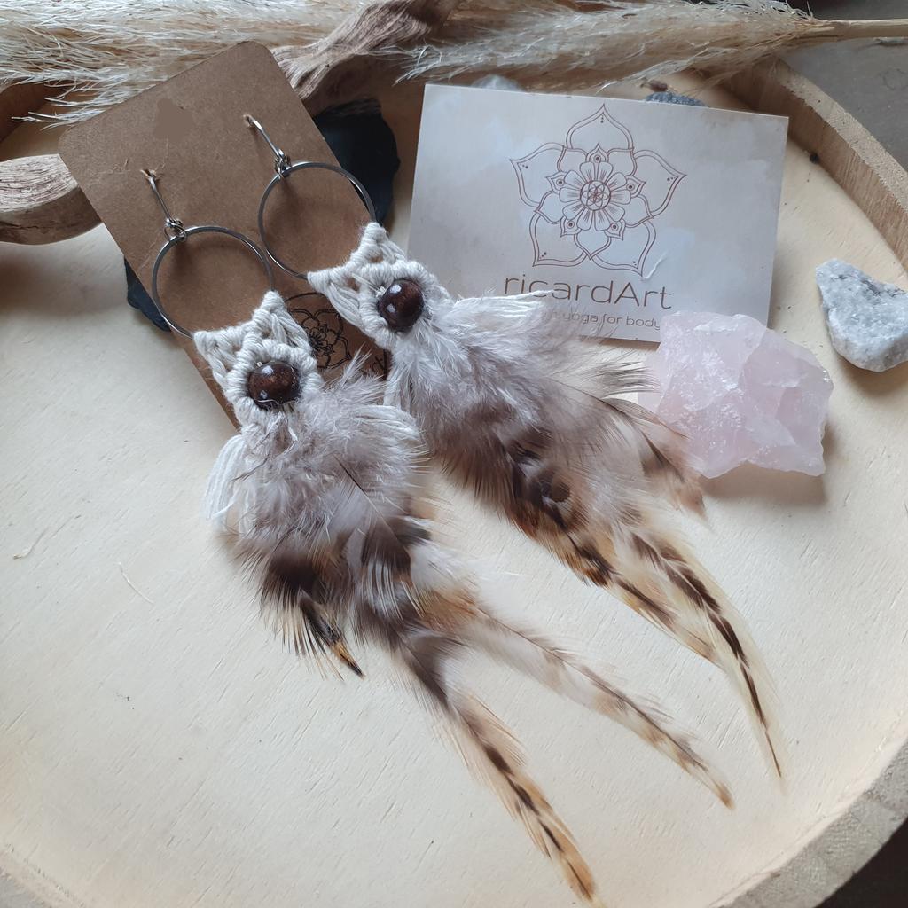 Makramee Ohrringe *FEATHERS* nature - Image 3