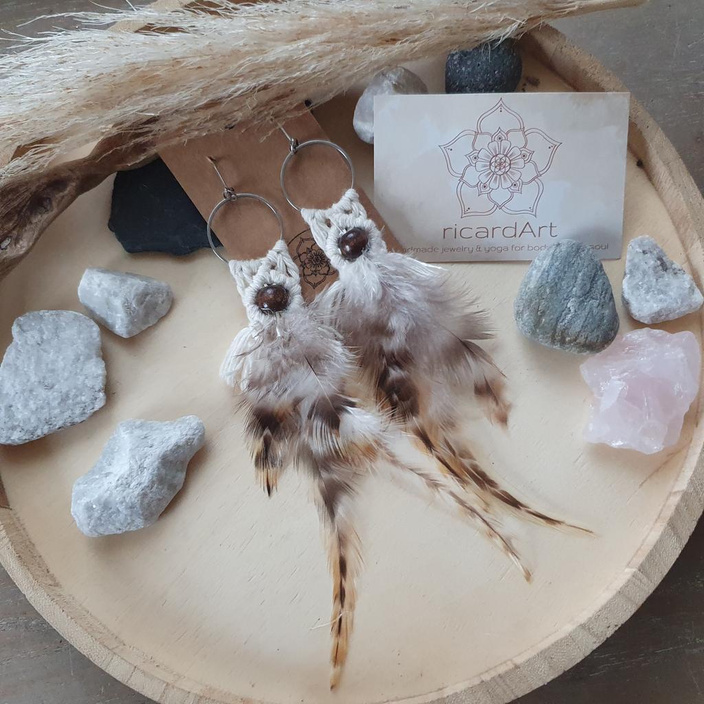 Makramee Ohrringe *FEATHERS* nature - Image 4