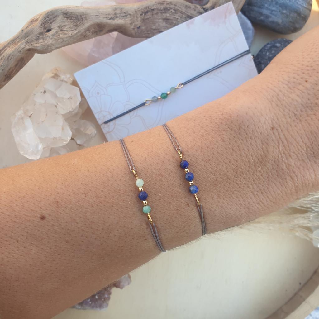 Lapislazuli/Amazonit Kristallarmband *18k vergoldet