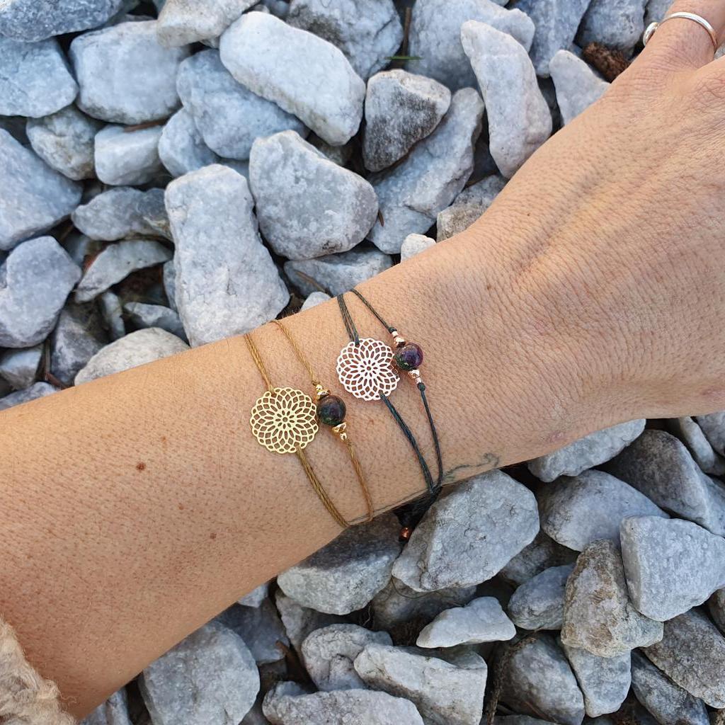 Doppelarmband *MANDALABLUME RUBINZOISIT*