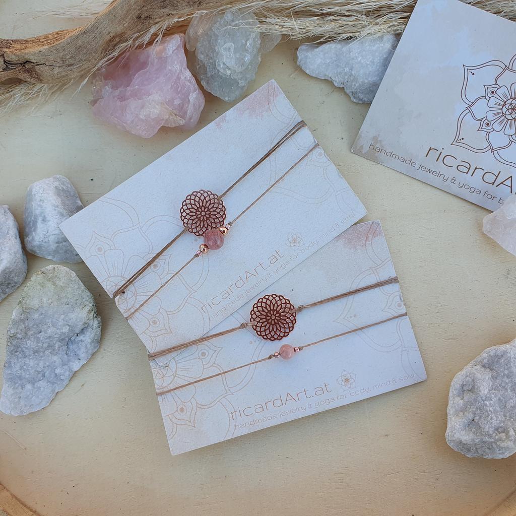 Doppelarmband *MANDALABLUME RHODOCHROSIT* rosé - Image 2