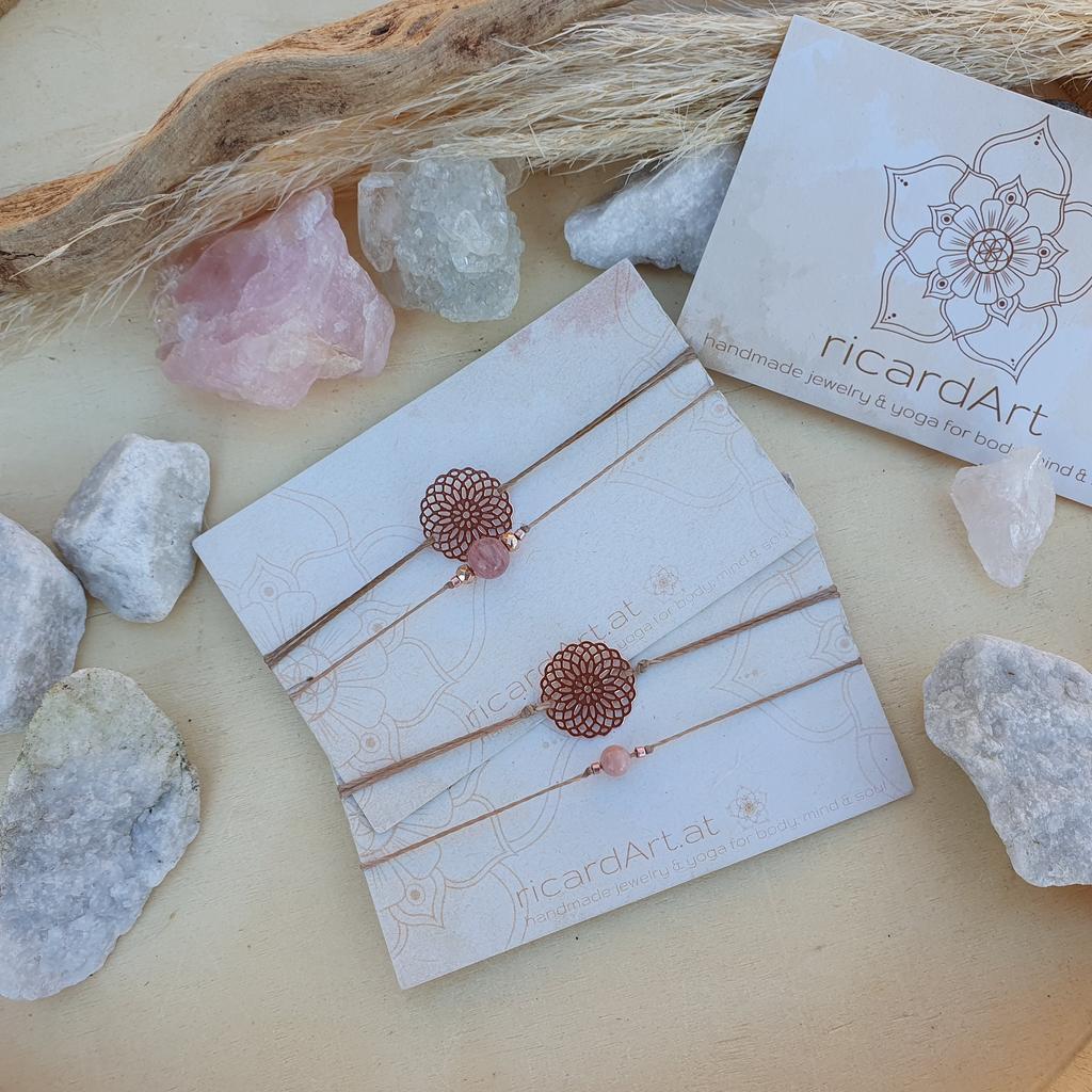 Doppelarmband *MANDALABLUME RHODOCHROSIT* rosé - Image 3