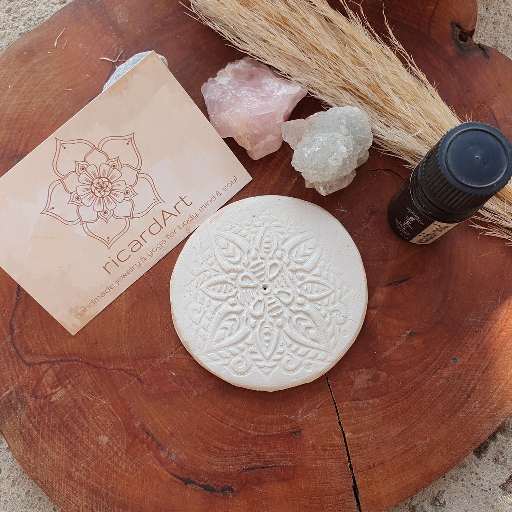 Duftstein/Räucherschale *MANDALA* Naturton weiß - Image 3