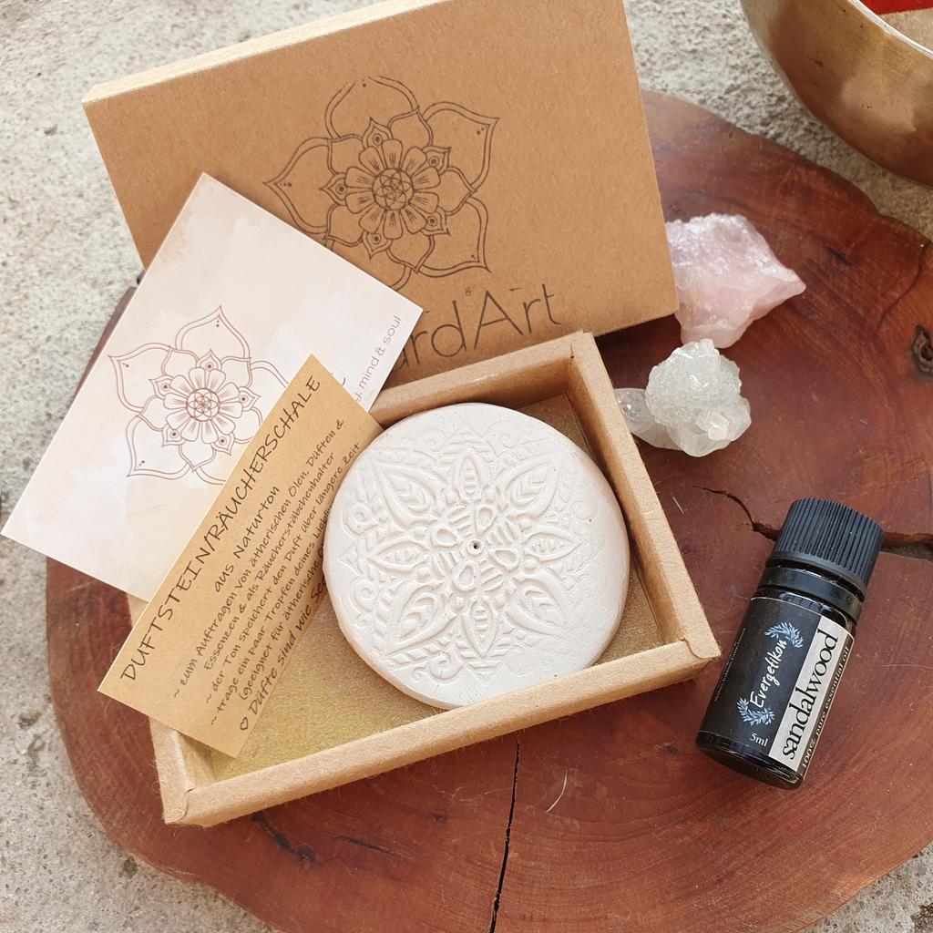 Duftstein/Räucherschale *MANDALA* Naturton weiß - Image 2