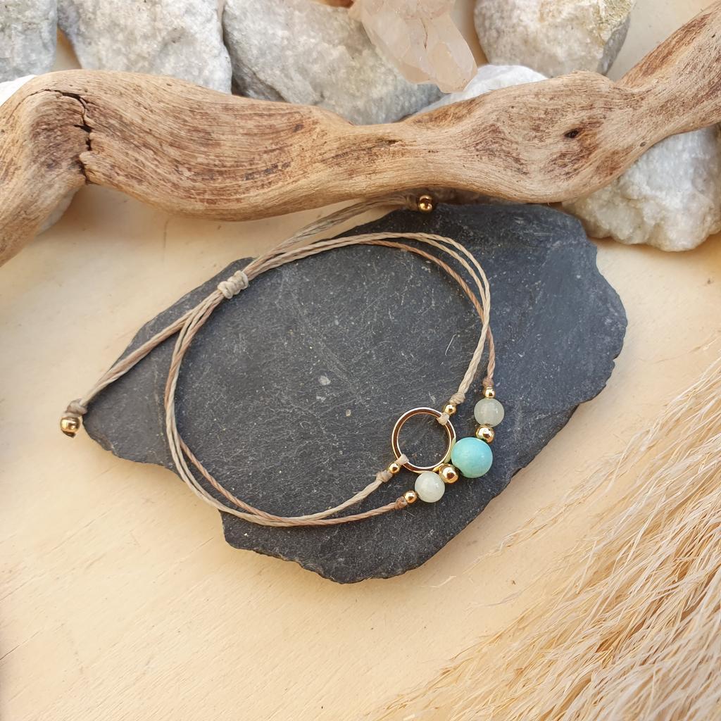 Amazonit Doppelarmband *CIRCLE 18kvergoldet*