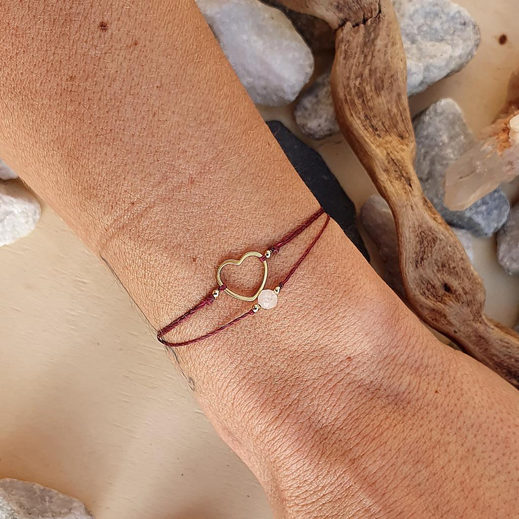 Rosenquarz Doppelarmband *HERZ Edelstahl 18kvergoldet*