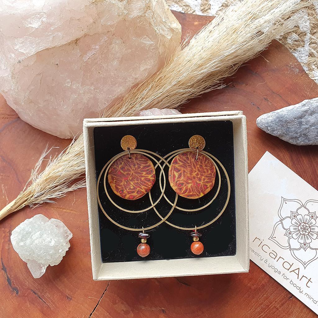 Jaspis-Granat Ohrringe *FIMO SUNSET*