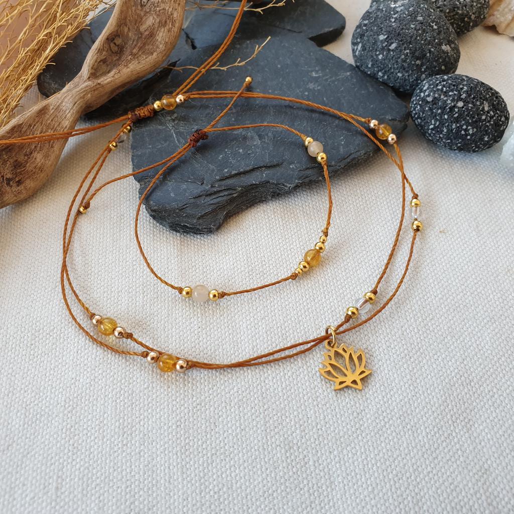 Citrin Halskette *LOTUS* Edelstahl/vergoldet