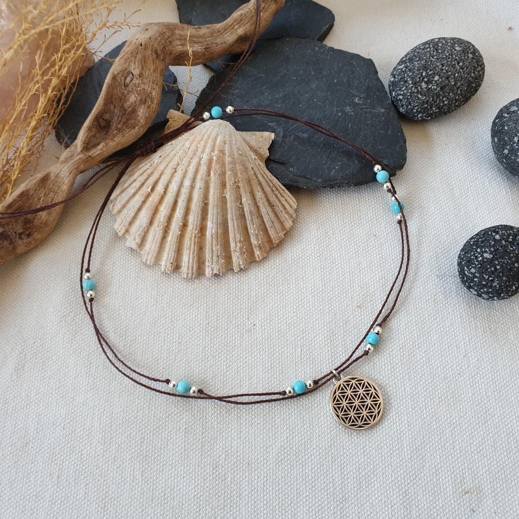 TÜRKIS Kette *BLUME DES LEBENS* dunkelbraun - Image 3