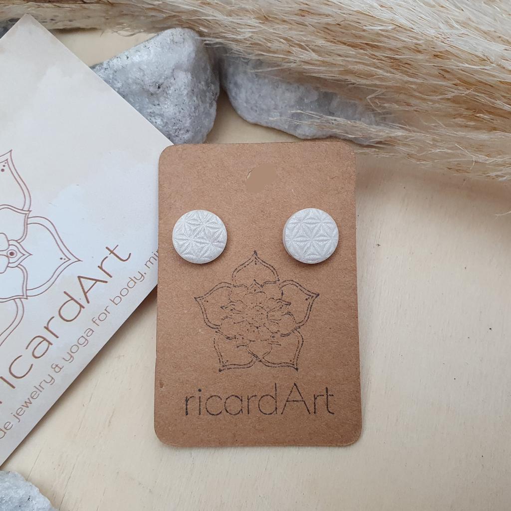 Lebensblume Ohrstecker *PERLMUTT WEISS* 12mm