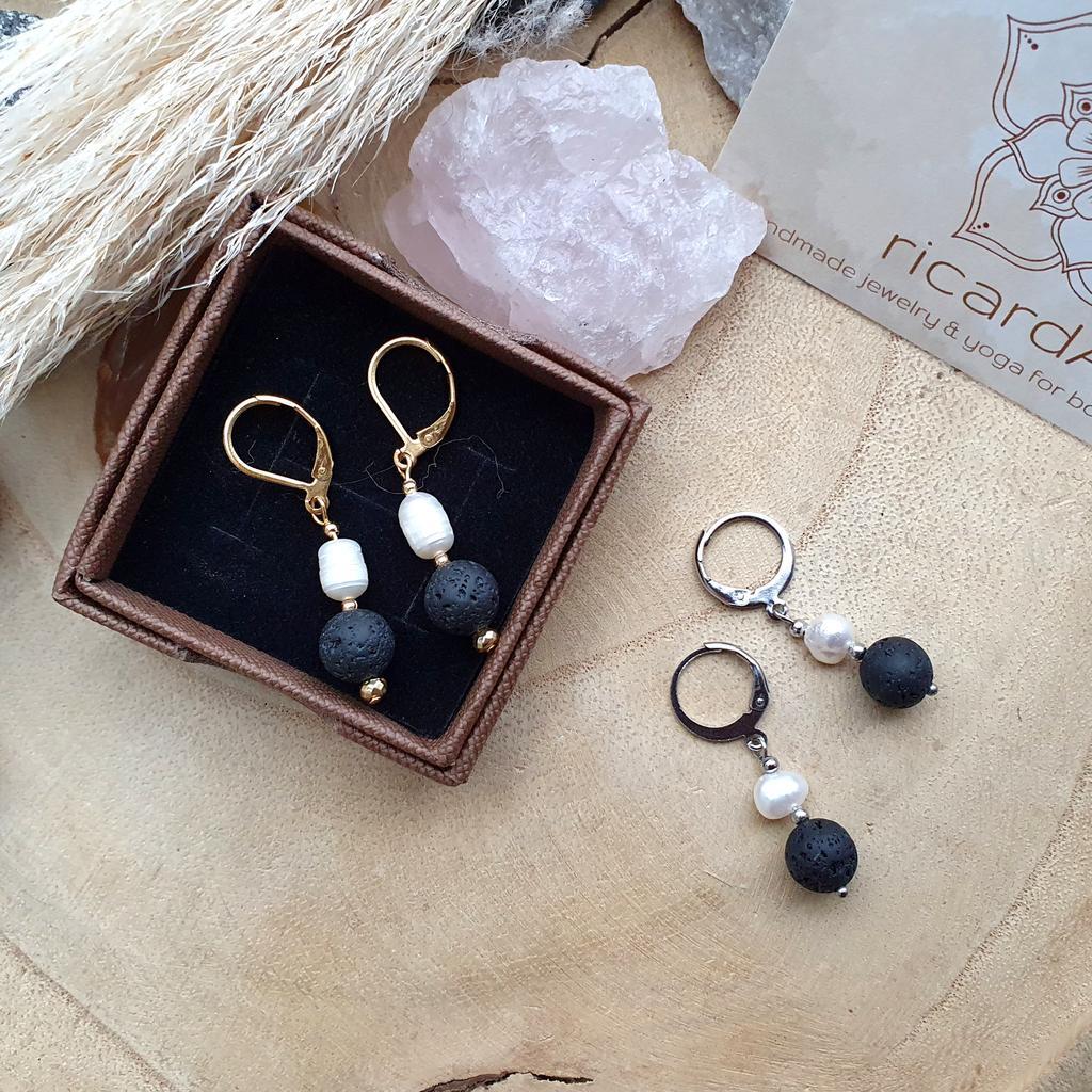 LAVASTEIN Süßwasserperle Ohrschmuck *AROMADIFFUSION*