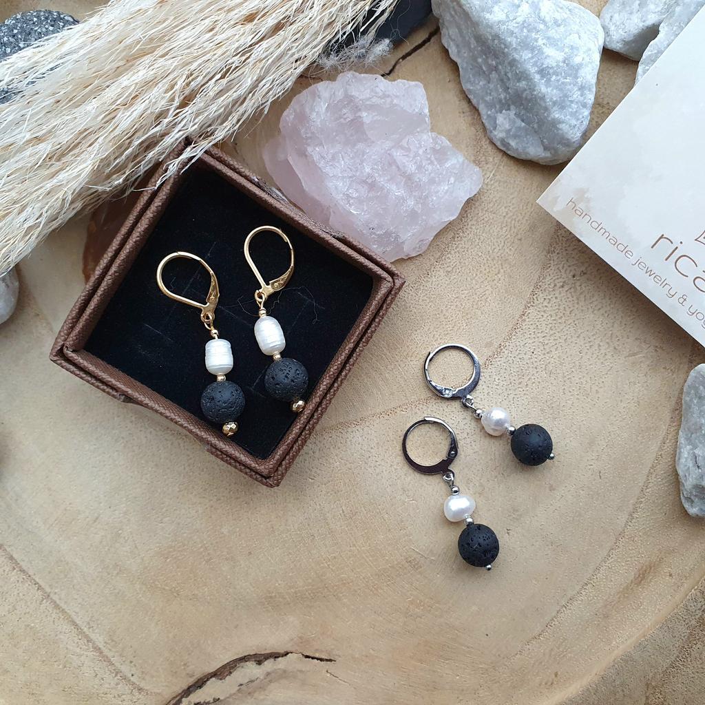 LAVASTEIN Süßwasserperle Ohrschmuck *AROMADIFFUSION* - Image 2