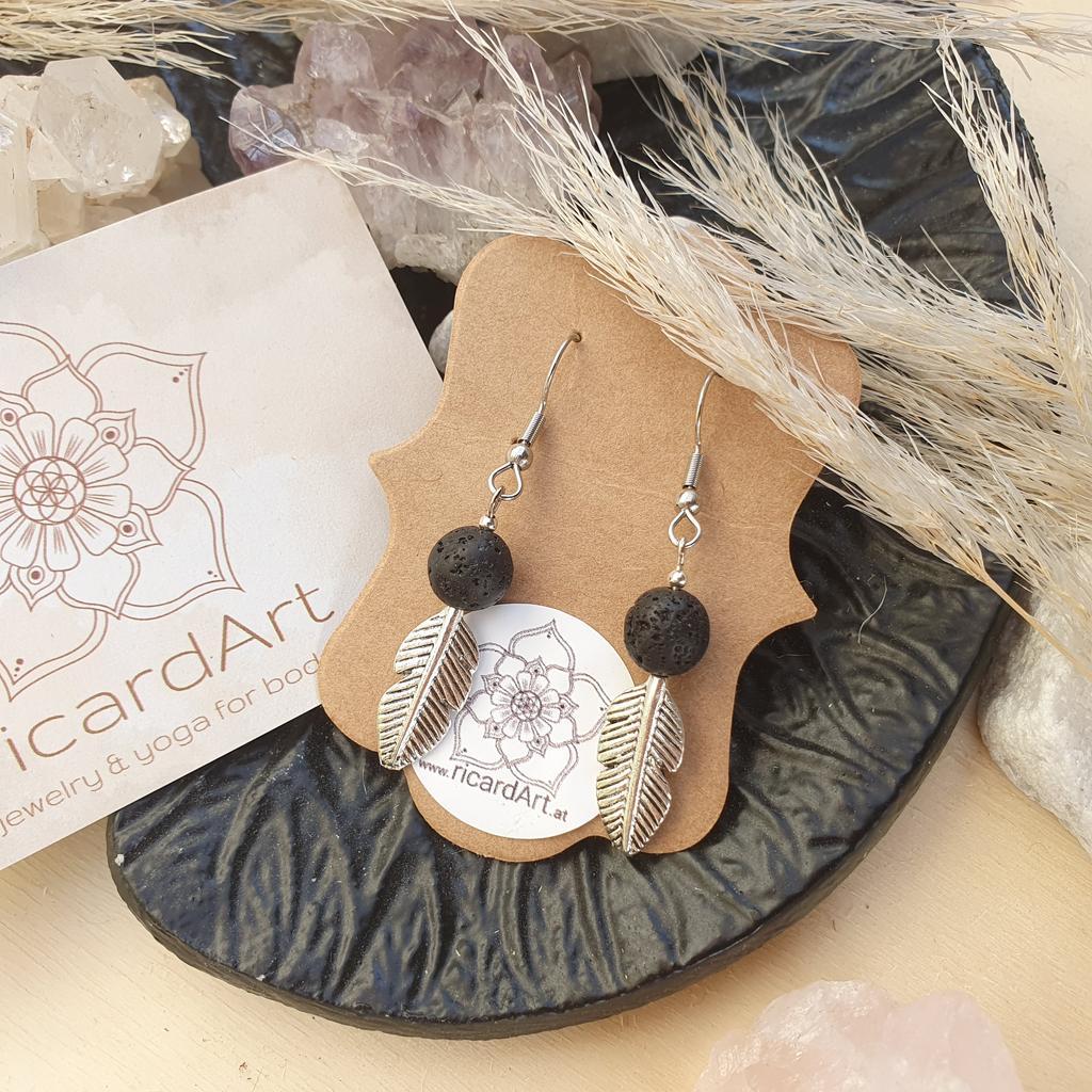 LAVASTEIN AROMADIFFUSER Ohrschmuck *FEATHER*