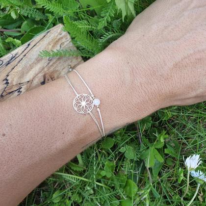 Doppelarmband *SEED OF LIFE Rosenquarz rosé - Image 3