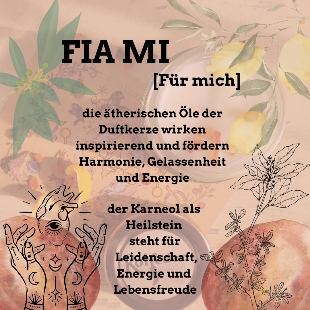 Duftkerze „Fia mi“ im 125ml Glas mit rosefarbenem Deckel - Image 4