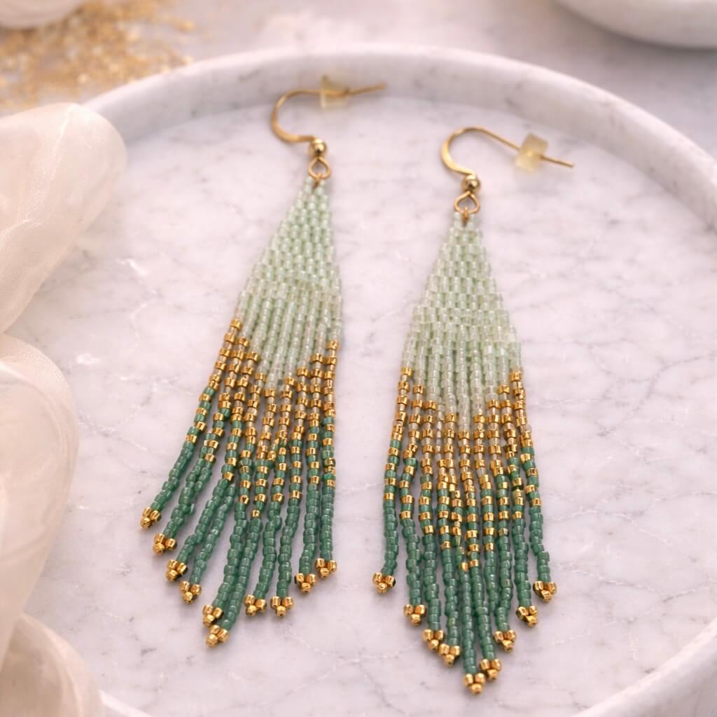 Emerald Cascade - Ohrringe aus Miyukiperlen