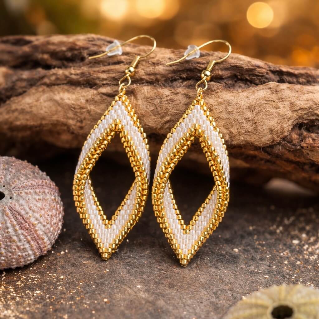Golden Hour Diamonds - Ohrringe aus Miyukiperlen