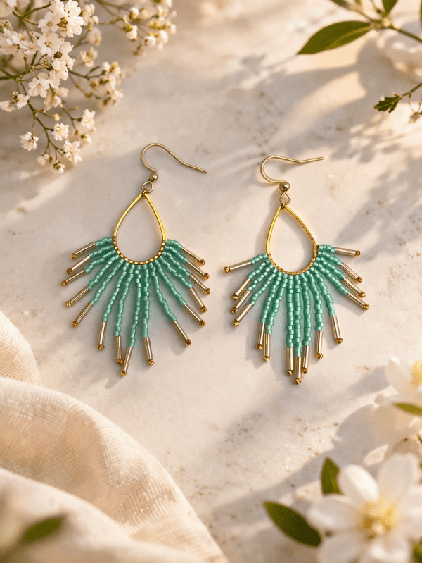 Aurelia Teal Droplets - Ohrringe aus Miyukiperlen