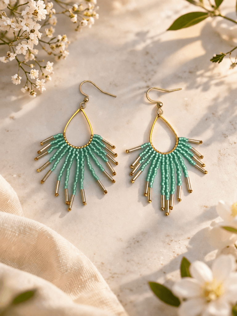 Aurelia Teal Droplets - Ohrringe aus Miyukiperlen