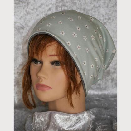 Wendehaube Blümchen pastell hellmint