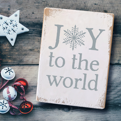 Holzschild "Joy to the world" – Snowflake