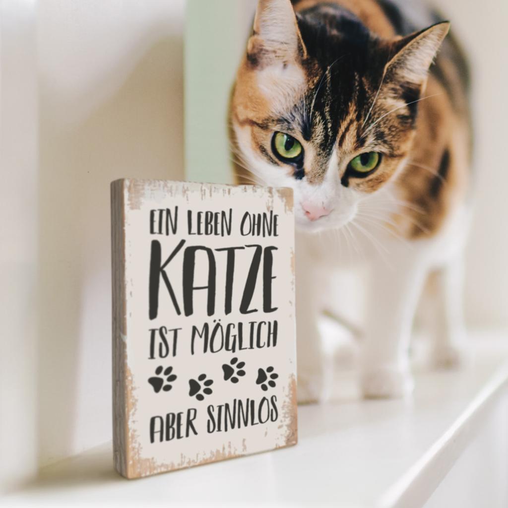 Holzschild "Katze"