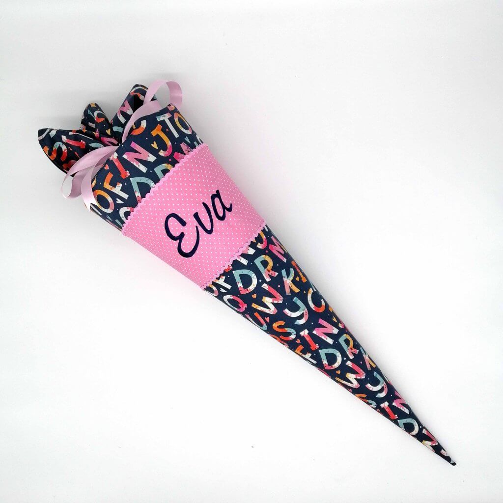 Schultüte/Geschwistertüte "Buchstaben marine"