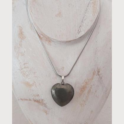 Halskette Edelstahl - mit Pyrit Herz