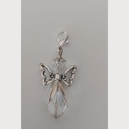 Anhänger Engel - Schutzengel - Perlenengel - transparent weiss