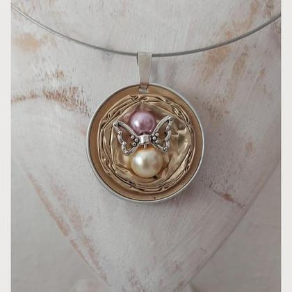 upcycling: Halskette, Halsreif mit Anhänger aus Kaffeekapseln - goldfarben - Image 2