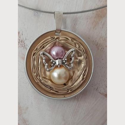 upcycling: Halskette, Halsreif mit Anhänger aus Kaffeekapseln - goldfarben - Image 3