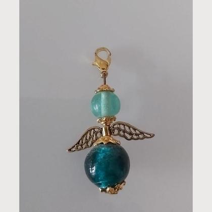 Anhänger Engel - Schutzengel - Perlenengel - gold-petrol