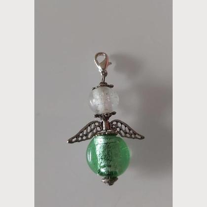 Anhänger Engel - Schutzengel - Perlenengel - silber-grün