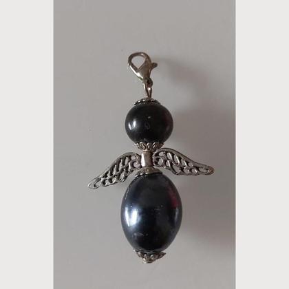 Anhänger Engel - Schutzengel - Perlenengel - silber-schwarz