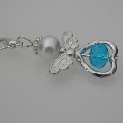 Anhänger Engel - Schutzengel - Perlenengel - hellblau - Image 2