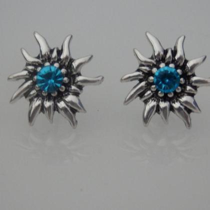 Ohrstecker - Edelweiss, hellblau - Trachtenohrringe - Image 2