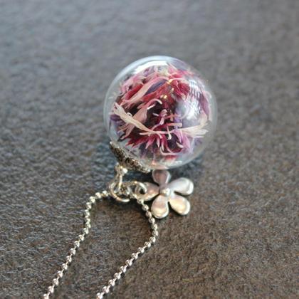 Glaskugelkette Kornblume rosa/lila - Image 2