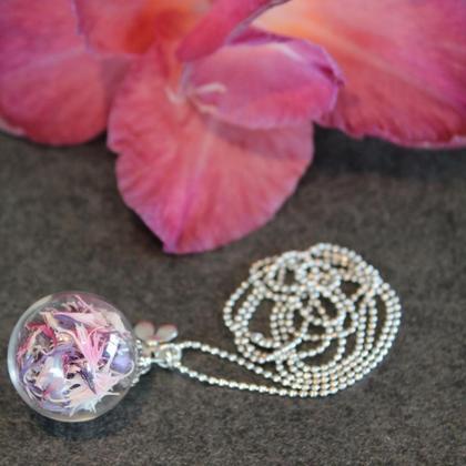 Glaskugelkette Kornblume rosa/lila - Image 3