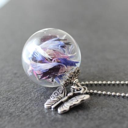 Glaskugelkette Kornblume bunt
