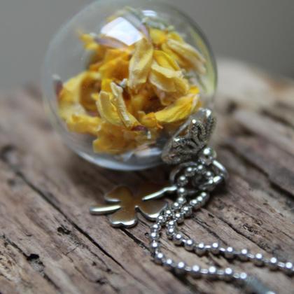 Glaskugelkette Ginster gelb