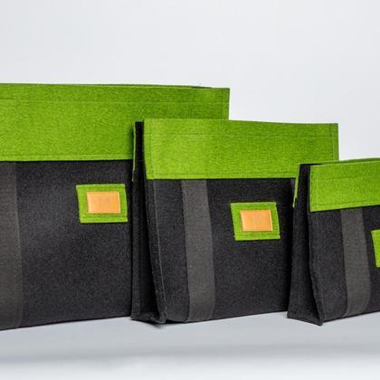 Merino - Filztasche schwarz/grün