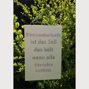 Spruch-Holzschild "Freundschaft lila"