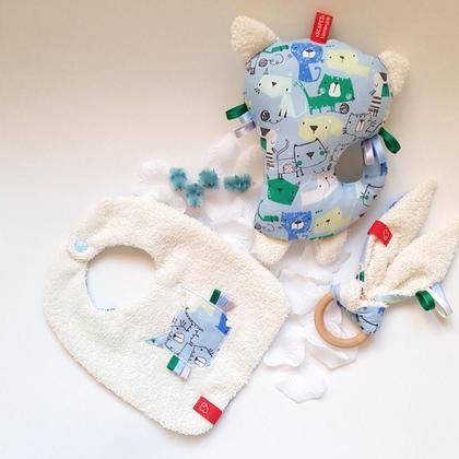 GESCHENKSET - Kitty Bandana bib, kitty soft toy & bunny ear teether - Image 2