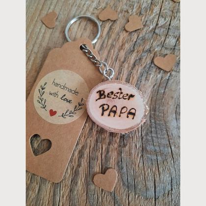 Schlüsselanhänger,  Bester Papa, Birke, Vatertag