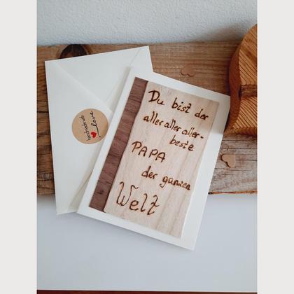 Vatertagskarte, allerallerallerbeste Papa, Holz, Herzenswerk