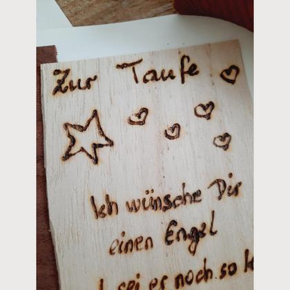 Taufkarte, Holz, Stern , Herzenswerk - Image 3