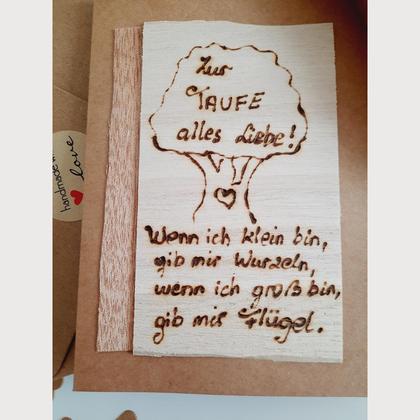 Taufkarte, Holz, Baum, Herzenswerk - Image 2