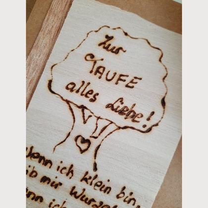 Taufkarte, Holz, Baum, Herzenswerk - Image 3