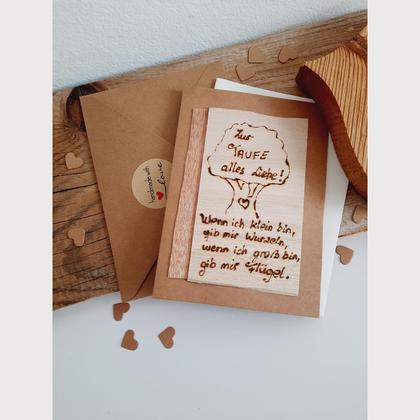 Taufkarte, Holz, Baum, Herzenswerk